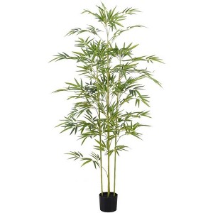 Artificial Bamboo Plant in Pot - Lifelike Silk Leaves, Realistic Trunk for Home, Office, Indoor/Outdoor Decor - 1 of 4