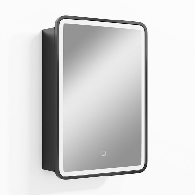 PexFix 28"x20" LED Surface Mount Medicine Cabinet Bathroom Mirror,Black