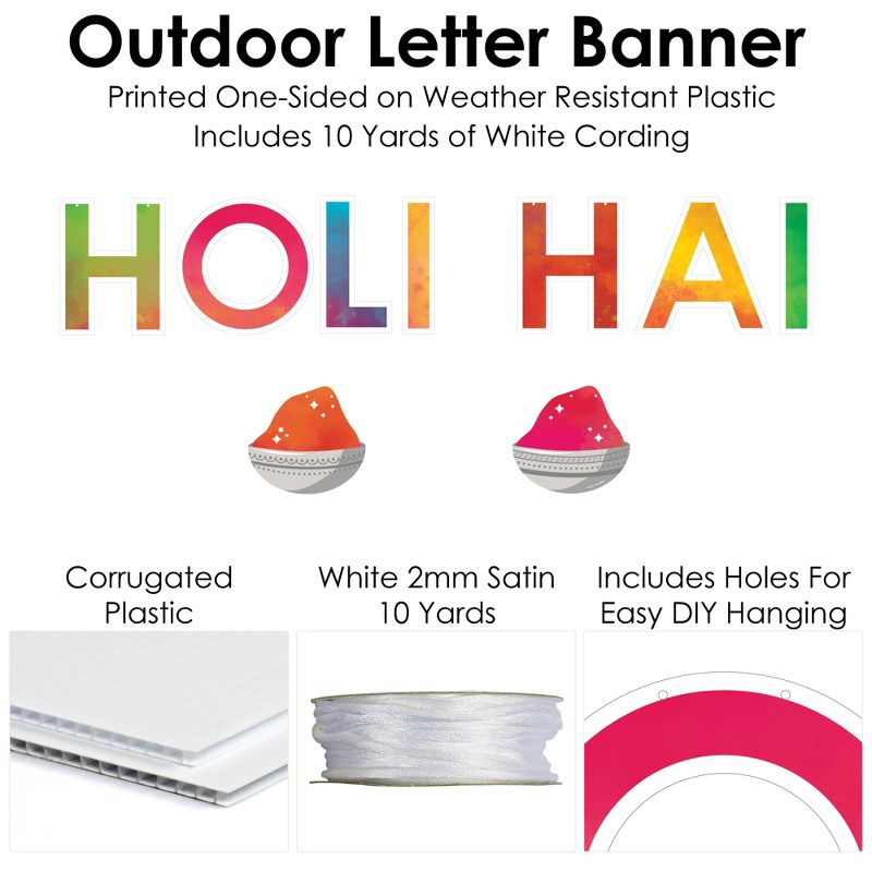 Big Dot of Happiness Holi Hai - Festival of Colors Party Decorations - Holi Hai - Outdoor Letter Banner, 5 of 9