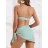 INSPIRE CHIC Women's O Ring Bandeau Ribbed Bikini Sets Triangle Bottoms with Cover Up Bottoms Swimwear Bathing Suits 3 Pieces - 3 of 4