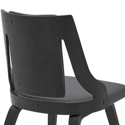 Gray Faux Leather and Black Wood Side Chair Set
