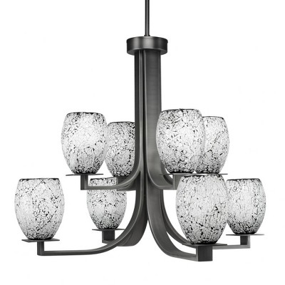 Toltec Lighting Apollo 8 - Light Chandelier in  Graphite with 5" Black Fusion Shade