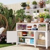 Outdoor 50.2" Potting Bench with Hutch, Solid Fir Wood Garden Workstation, Large Countertop with Shelves and Cabinets-Coolbibila - 3 of 4
