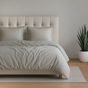 American Soft Linen Luxury Ultra Soft 100% Cotton Sateen Weave Solid Duvet Cover Set - Includes 1 Duvet Cover & 2 Pillow Sham Set - 1 of 4