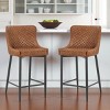 HomeRoots Set of Two 26" Orange and Black Metal and Faux Leather Low Back Counter Height Bar Chairs - 2 of 4