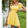 EXLURA Women's 2025 Summer Short Puff Sleeve Casual Short Mini Dresses Tie Back Square Neck A-Line Sundress - 2 of 4