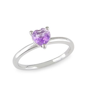 EVERLY JEWELRY | Sterling Silver 3/4 CT TGW Amethyst Heart Ring - 1 of 4