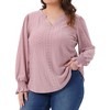 Agnes Orinda Women's Plus Size Eyelet Hollow Out V Neck Long Ruffle Sleeve Casual Tunic Blouse - 2 of 4