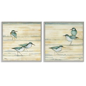 Stupell Industries Sandpipers Abstract Water Shoreline 2pc Framed Giclee Art Set - 1 of 4