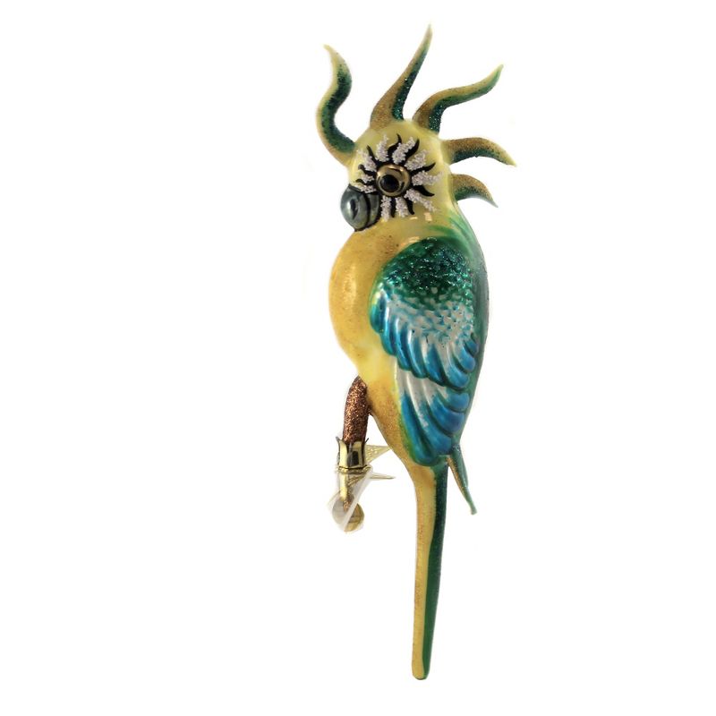 Morawski 10.75 In Turquoise Teal Feathered Parrot Ornament Tropical Bird Macaw Tree Ornaments, 1 of 4