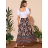 INSPIRE CHIC Women's Floral Skirts High Waist A Line Boho Maxi Skirt - 4 of 4