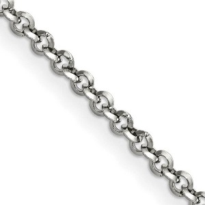 Black Bow Jewelry 3.2mm Stainless Steel Polished Rolo Chain Necklace - 1 of 4