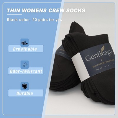 GENTLEAGU Women's Viscose Bamboo Crew Socks - Lightweight & Soft, Basic Casual Elastic Design, 50 Pairs Wholesale Bulk Pack - image 4