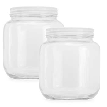 Clear Wide-mouth Glass Jar, 64 oz, White Metal Lid (Half Gallon)