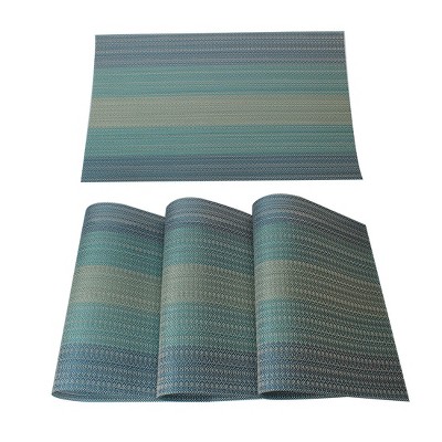 4 Pcs 18" x 12" PVC Washable Cross Woven Non-slip for Kitchen Dining Table Placemat Blue - PiccoCasa