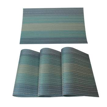 PiccoCasa PVC Washable Cross Woven Non-slip for Kitchen Dining Table Placemat Blue 18" x 12" 4 Pcs