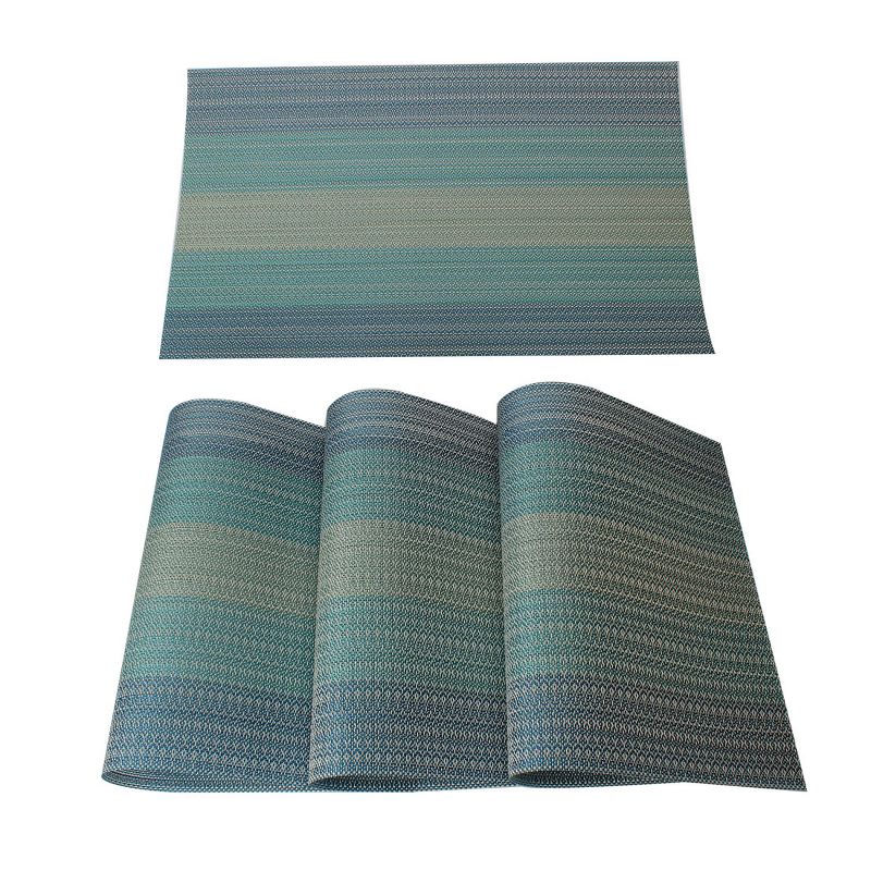 PiccoCasa PVC Washable Cross Woven Non-slip for Kitchen Dining Table Placemat Blue 18" x 12" 4 Pcs, 1 of 7