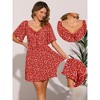 INSPIRE CHIC Women's Summer Short Sleeve Floral Elegant Bow Tie V Neck Dress - 2 of 4