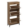 TIME HOLLOW 3-Flip Drawer Shoe Cabinet, Narrow Rustic Organizer with Adjustable Shelves, Farmhouse Storage Rack for Entryway,Living Room,Brown - 2 of 4