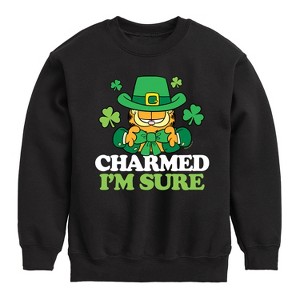 Boys' - Garfield - Charmed Im Sure Graphic Long Sleeve Fleece Sweatshirt - 1 of 4