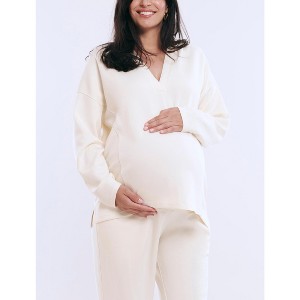 Women's V-Neck Pullover Scuba Hoodie | Motherhood Maternity - 1 of 4