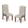 2pk Shelia Nailhead Trim Upholstered Side Chairs Rustic Pine/Ivory - HOMES: Inside + Out: Elegant Tufted Back, Foam-Filled Seat - 2 of 4