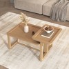 LIVAREEmlen Modern 2 Piece Nesting Rattan Wood+ MDF Coffee Table Set in Natural - 3 of 4