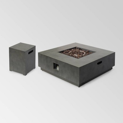 Wellington Square 40" Iron Gas Fire Pit with Tank Holder Dark Gray - Christopher Knight Home