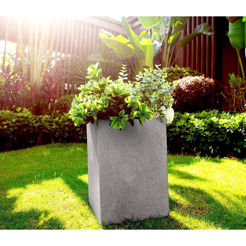 19&#34; Kante Lightweight Durable Modern Tall Square Outdoor Planter Weathered Concrete Gray - Rosemead Home &#38; Garden, Inc., 4 of 10