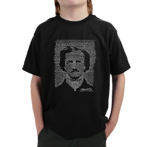 LA Pop Art Boy's Word Art T-shirt - EDGAR ALLEN POE - THE RAVEN - 1 of 4