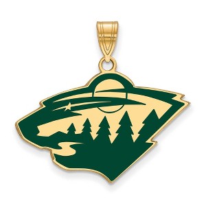 Black Bow Jewelry 14k Yellow Gold Plated Sterling Silver Minnesota Wild NHL Large Pendant - 1 of 3