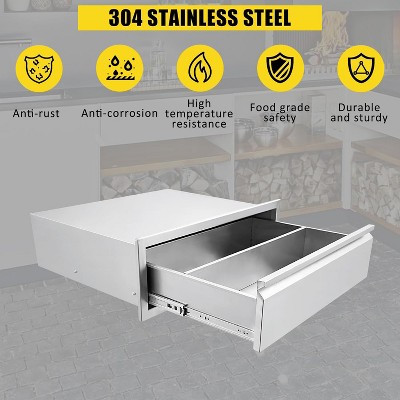 Garvee Stainless Steel BBQ Drawer for Outdoor Kitchen - 30" W x 23" D x 10" H, Weather-Resistant Flush Mount with Silent Operation