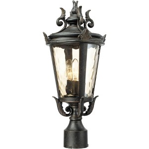 John Timberland Casa Marseille Vintage Outdoor Post Light Veranda Bronze Ornate Scroll 20 1/2" Champagne Hammered Glass for Exterior Desk House Porch - 1 of 4