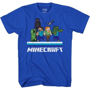 Boys Minecraft Video Game T-Shirt - Black and Green Creeper Face - Official Minecraft Shirt - 1 of 4