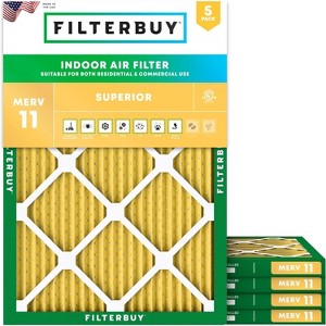 Filterbuy 24x30x1 Air Filter (5-Pack), Pleated MERV 11 Allergen Defense Replacement HVAC AC Furnace Filters (Actual Size: 23.88 x 29.88 x 0.75) - 1 of 4