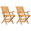 vidaXL Folding Garden Chair Set of 2 Natural teak Solid teak wood Medium - 2 of 4