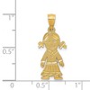 Black Bow Jewelry 14k Yellow Gold Diamond Cut Girl Charm or Pendant, 11mm - 3 of 4