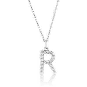 Bella Silver Sterling Silver, Rigid Design Initial 18" Pendant Necklace - 1 of 2