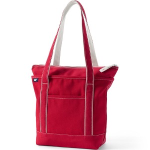 Lands' End Zip Top Long Handle Canvas Tote Bag - 1 of 4