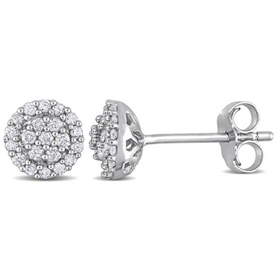 EVERLY JEWELRY | Sterling Silver 1/4 CT TW Diamond Halo Stud Earrings