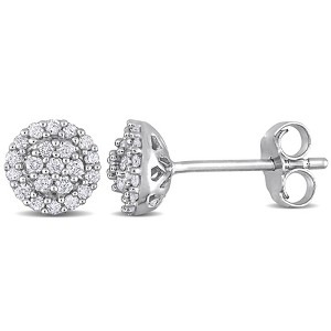 EVERLY JEWELRY | Sterling Silver 1/4 CT TW Diamond Halo Stud Earrings - 1 of 4