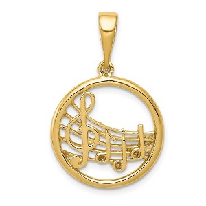 Black Bow Jewelry 14k Yellow Gold Round Musical Chart Pendant, 20mm (3/4 inch) - 1 of 4