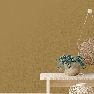 Metallic Marigold Floral Self-Adhesive Removable Wallpaper