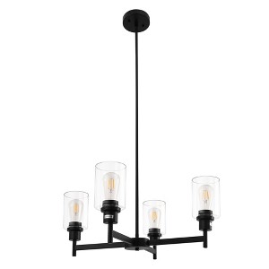 DORESshop 4-Light Black Chandelier with Adjustable Height - Elegant Glass Shade Ceiling Light for Dining Room, Kitchen, or Foyer - 1 of 4