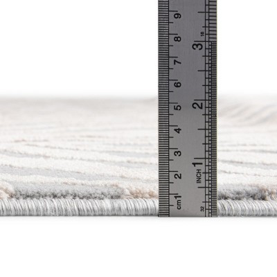 Ivory and Gray Rectangular Synthetic Zebra Pattern Rug