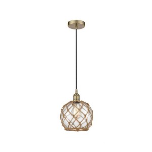 Farmhouse Rope - 1 Light Cord Hung Mini Pendant In Industrial Style-10.75 Inches Tall and 8 Inches Wide - 1 of 1