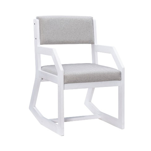 White upholstered rocking online chair