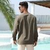 Mens Henley Shirts Long Sleeve Shirts Casual Shirts with Rolled Up Sleeve Beach T Shirts,Army Green - L - 2 of 4