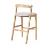 Set of 2 Rubberwood Bar Stools with Beige Cushion,Indoor Bar Stools with Backrest for Kitchen or Dining,Set of 2 Bar Stools with Modern Design-Koiai - 4 of 4