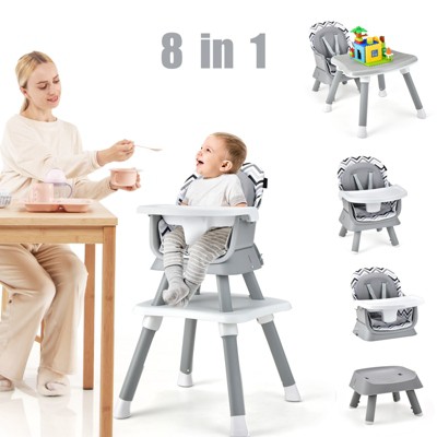 Infans 8-in-1 Baby High Chair w/ Double-layer Cushions Multifunctional Toddler